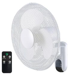 Melchioni Family Wandventilator, 3 vleugels, 40 cm diameter, 3 snelheden, timer 7:30 uur, oscillatiefunctie, met bedieningspaneel, afstandsbediening, wit