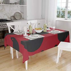 Bonamaison Kitchen Decoration, Tablecloth, Red Black, 140 x 160 Cm - Designed and Manufactured in Turkey