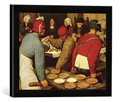 Ingelijste foto van Pieter Bruegel van de oude "Boerenbruiloft", kunstdruk in hoogwaardige handgemaakte fotolijst, 40x30 cm, mat zwart
