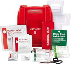 Safety First Aid Group Evolution Plus HypaSoothe Emergency Burns First Aid Kit, Medium with Burns Gels and Dressings - for Home, Workplace, Workshop, Catering environments