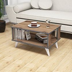 Homemania - Mesa de café Nicol, Madera, Nogal-Antracita - Blanco, 70 x 50 x 40 cm