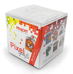 Pracht Creatives Hobby Pixel P90010-63501 Kit de bricolage amusant 3 pour enfants, système d'assemblage simple avec des petites pierres en bioplastique pour créer 6 porte-clés (médaillons)