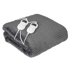 Camry CR-7417 Elektrische dubbele bedden, 120 W, 8 temperatuurniveaus, timer, wasbaar, 150 x 160 cm, oververhittingsbeveiliging, fleecevoering, grijs, 150 x 160 cm
