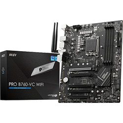 MSI PRO B760-VC WIFI Motherboard, ATX - Supports Intel 14th, 13th & 12th Gen Core Processors, LGA 1700 - DDR5 Memory Boost 6800+MHz/OC, PCIe 4.0 x16 Slots, M.2 Gen4 Slots, 2.5G LAN, Wi-Fi 5