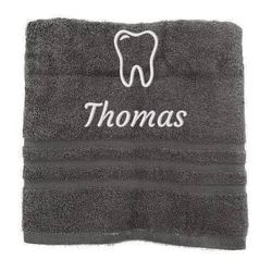 Asciugamano personalizzato con nome e nome del lavoro Nome splendidamente ricamato Asciugamano da bagno Asciugamano in cotone 100% Asciugamano da bagno con nome (100 x 50 cm, Dentista)
