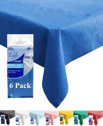 Dozobeede Confezione da 6 tovaglie usa e getta a 3 strati di carta e plastica, 137,2 x 274,3 cm, rettangolari, per cene, feste, all'aperto (blu)