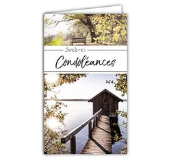 Afie 24-1044 Sincere Condolances Card with White Envelope 95 x 160 mm – Landscape Bench Trees Lake Cabin Ponton Wood Water