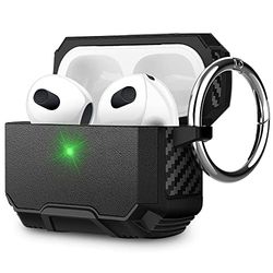 Epxee Case for AirPods 3, [Front LED Visible] [Wireless Charging] Case for AirPods 3rd Generation Protective Case - Matte Black