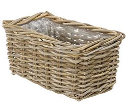 Dehner Rotan plantenbak, ca. 30 x 15 x 15 cm, rotan vlechtwerk, grijs/bruin