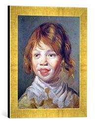 Ingelijste foto van Frans Hals "The Laughing Child", kunstdruk in hoogwaardige handgemaakte fotolijst, 30x40 cm, goud raya