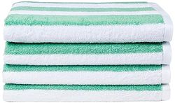 Amazon Basics Lot de 2 serviettes de plage /piscine 100 % coton éponge à rayures, douces et absorbantes, 76 x 152 cm, vert