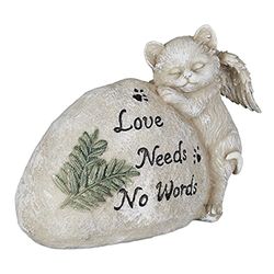 Relaxdays Placa Conmemorativa Gatos, Figura Decorativa Jardín, Piedra Tumba Inscripción, Resistente a Intemperie, Crema