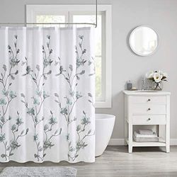 Madison Park Modern Shabby Chic Privacy Bath Fabric Curtains, 65% Rayon, 35% Polyester, Aqua, 72"X72"