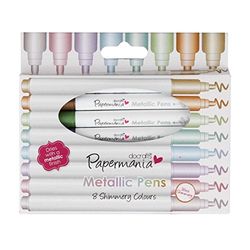 Stylos métalliques par docrafts Papermaina, Pack de 8 stylos à Pointe de Balle de Couleur chatoyante de Haute qualité, sèche avec Une Finition métallique
