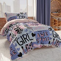 PETTI Artigiani Italiani - Copripiumino Una Piazza e Mezza 200x200, Sacco Copripiumino Una Piazza e Mezza, Copripiumino Bambina, Copripiumino per la Cameretta, 100% Made in Italy