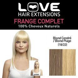 Love Hair Extension Human Hairs Limited Edition Full Fringe, Colour 18/22 Ash Blonde/Beach Blonde