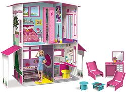 Lisciani - Poppenhuis - Barbie Droomvilla met Twee Verdiepingen - 3D Huis om te Bouwen en te Decoreren - Creatieve Hobby's - Voor Meisjes vanaf 4 jaar - Stimuleert verbeelding