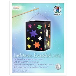 Ursus Craft Set Stars, Blanco y Tapa y Base de Tarjetas fotográficas Negras de 300 g/m Hojas de Papel Transparente en 10 Colores, Linterna acabada Aprox. 14 x 14 x 20 cm (2340099)