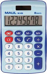 MAUL calculadora MJ 450 | Calculadora Basica con Pantalla de 8 dígitos | Calculadora Solar con utilización de la Pila en la Oscuridad | Calculadora pequeña 11,5 x 7 x 1 cm | Azul