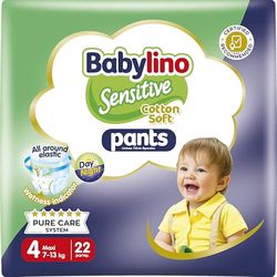 Babylino Sensitive Cotton Miękkie pieluchy rozmiar 4, spodnie Maxi (7-13 kg), 22 sztuki