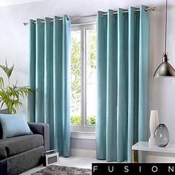 Fusion Sorbonne - Cortinas con Forro y Ojales (de algodón), Color Liso, algodón, Azul Pastel, 90x72 (229 x 183 cm)