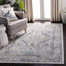 SAFAVIEH Transitional Rug for Living Room, Dining Room, Bedroom - Isabella Collection, Short Pile, in Dark Grey and Cream, 122 X 183 cm