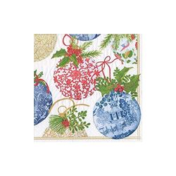 Caspari Porcelain Ornaments Paper Cocktail Napkins - 20 Per Package