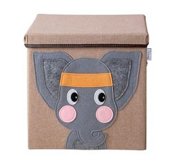 LIFENEY Boîte de rangement avec couvercle et éléphant I Boîte à jouets avec motif animal Convient aux étagères cubes I Boîte de rangement pour chambre d'enfant I Panier de rangement pour enfants