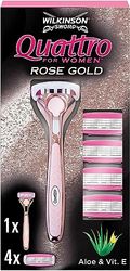 Wilkinson Sword Quattro for Women - Maquinilla Depilatoria de Mujer con 4 Recambios de Cuchillas de 4 Hojas con Banda de Vitamina E y Aloe Vera