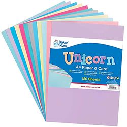 Baker Ross FE211 Unicorn A4 Paper & Card Pack - Pack of 120, Coloured Art Supplies for Kids Craft Making Activities, Unicorn