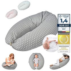 SMOOTHY Almohada de Lactancia Almohada de Embarazo para Dormir, Descansar y amamantar Almohada para Dormir de Lado Almohada de posicionamiento para la Madre y el bebé (Gris)