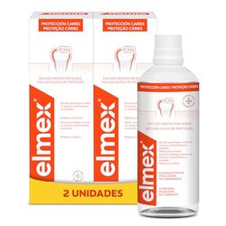 Elmex Protección Caries Enjuague Bucal| Pack 2 Uds x 400ml| Protege contra las Caries y Reminelariza los Dientes | Colutorio con Escudo Protector Doble | Contiene Fluoruro de Amina