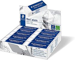 Staedtler Mars Plastic, Gommes plastiques blanches de très haute qualité, Sans phtalates ni latex, Boîte en carton avec 20 gommes de taille standard, 526 50 VE