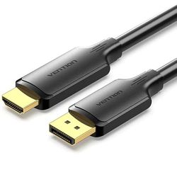 Watio Wave DisplayPort naar HDMI-converter, 1 m, ondersteunt 4K-resolutie, zwart, ideaal voor het aansluiten van multimedia-apparaten