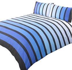 Soho Azul riscas capa de edredão colcha conjunto de cama, azul, tamanho único - quarto roupa de cama