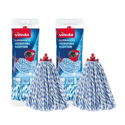 Vileda Supermocio Micro e Cotton Mop Refill – Confezione da 2, Microfibra, Bianco, 18 x 10 x 37 cm