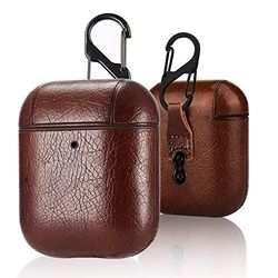 StyleDesign Custodia protettiva compatibile con AirPods (1° e 2° generazione), pelle PU, marrone