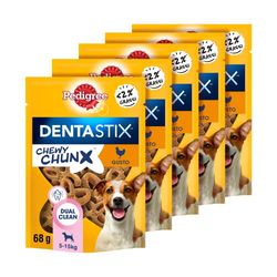Pedigree Dentastix Chewy Chunx, Snack Dentale al Pollo per Cani Taglia Piccola, 5 Sacchetti da 68g