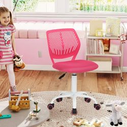 FurnitureR Chaise de Bureau pivotante à Hauteur réglable avec Petit Trou pour Chambre d'enfant ou Salle d'étude, Rose