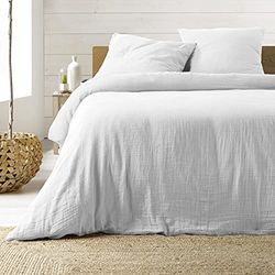 Douceur d'Intérieur, 3-Piece Bedding Set (260 x 240 cm) Angelia White, 1 Face Cotton and 1 Side Cotton Gauze