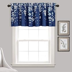 Lush Decor Rideau de fenêtre occultant Motif Fleur pleureuse, Bleu Marine, 45,7 cm (L) x 132,1 cm (l)