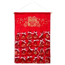 FEERIC CHRISTMAS - Déco de Noël Calendrier de l'Avent en Tissu Rouge avec 24 Pochons H 65 cm