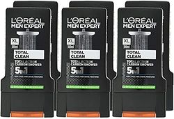 L'Oréal Paris Men Expert Total Clean Shower Gel for Men, 300ml Pack of 6, Bulk Buy
