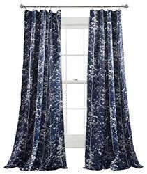 Lush Decor Forest Window Curtain Panel (Set of 2), 84 x 52, Navy