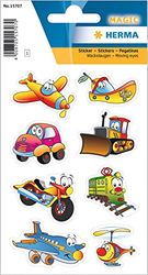 HERMA 15707 Wiggly Eyes Stickers for Children, Funny Vehicles (8 Stickers, Plastic, Matte) Self-Adhesive, Permanent Adhesive Motif Labels for Girls and Boys, Colourful