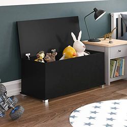 Vida Designs Leon Boîte à Jouets en Bois avec Couvercle, couvertures et couvertures pour Enfants Noir