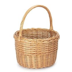 Light Steamed Wicker Round Orchard Shopping Basket