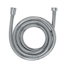 Wenko Tubo doccia accaio - Tubo flessibile per doccetta con protezione antitorsione ed omologazione per acqua potabile, Acciaio inossidabile, 125 cm, Argento