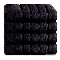 GC GAVENO CAVAILIA Set di 4 asciugamani leggeri, morbidi e altamente assorbenti, 100% cotone egiziano, Kensington, nero