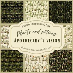 Apothecary's Vision: Scrapbook, Craft, Decoupage paper, 20 double-sided sheets, 20 designs, 8.5'' x 8.5''